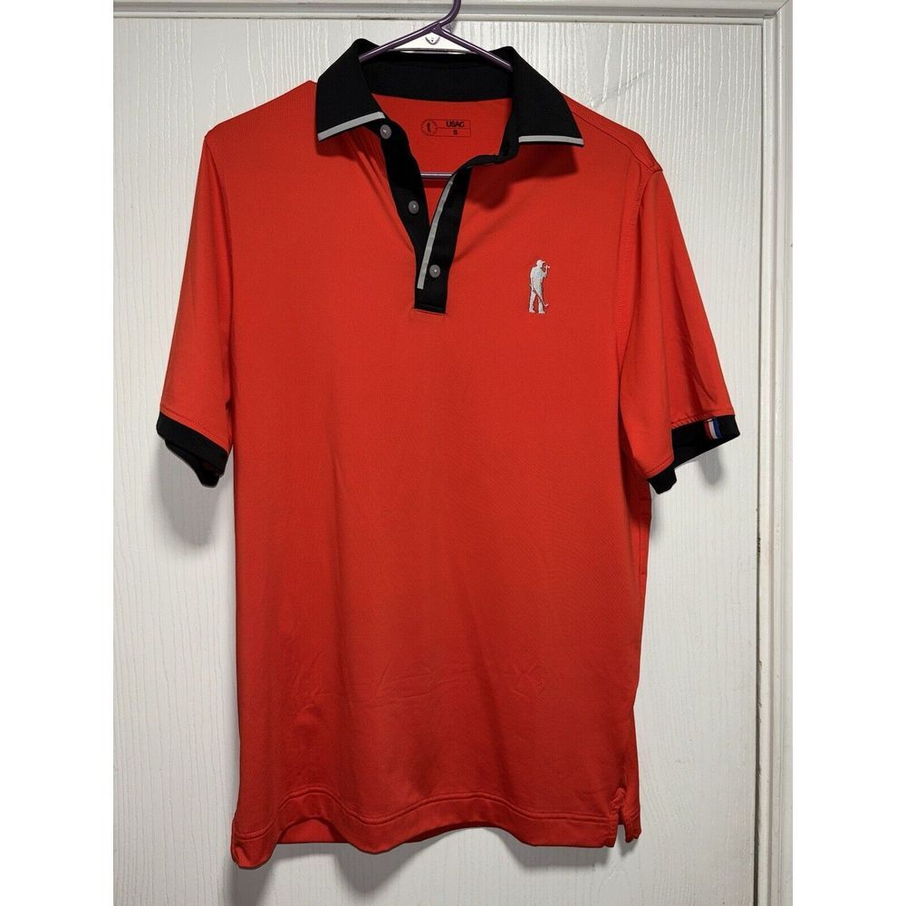 U Suck At Golf Polo Shirt Mens Small Red Performance Activewear Stretch
